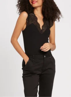 MORGAN Mouwloze Top Met Inzetstukken | Zwart
