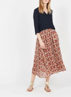 MAISON 123 Soepelvallende Top Van Twee Stoffen Met Tunesische Hals | Blauw -Kleding Winkel 2911336