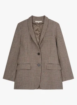 Vanessa Bruno JOVANKA - Geruit, Wollen Jasje Met Sjaalkraag | Veelkleurig -Kleding Winkel 3170269