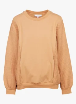 Julia - Katoenen Zwangerschapstop Met Lange Mouwen | Bruin -Kleding Winkel 3716049