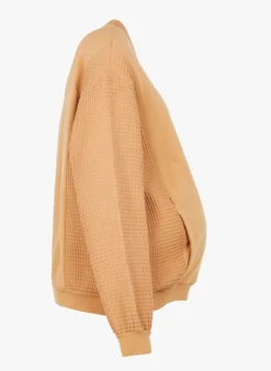 Julia - Katoenen Zwangerschapstop Met Lange Mouwen | Bruin -Kleding Winkel 3723031