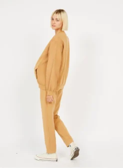 Julia - Katoenen Zwangerschapstop Met Lange Mouwen | Bruin -Kleding Winkel 3752145