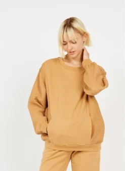 Julia - Katoenen Zwangerschapstop Met Lange Mouwen | Bruin -Kleding Winkel 3757488