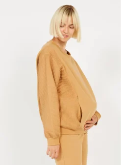 Julia - Katoenen Zwangerschapstop Met Lange Mouwen | Bruin