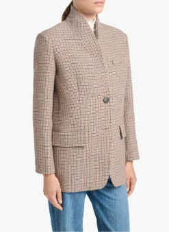 Vanessa Bruno JOVANKA - Geruit, Wollen Jasje Met Sjaalkraag | Veelkleurig -Kleding Winkel 3764506