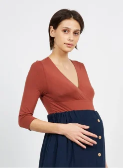 BODY CACHE-COEUR - Zwangerschapsbody Katoenblend | Bruin