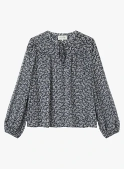 IMPATIENTE - Soepelvallende Blouse Met Ronde Hals En Print | Blauw -Kleding Winkel 3913303