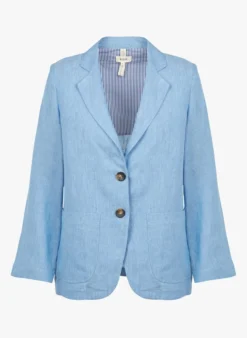 VAYO - Linnen Jasje Met Reverskraag | Blauw -Kleding Winkel 3919466