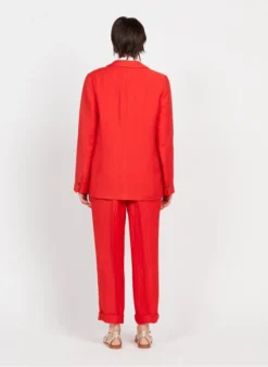 VANDA - Blazer Van Gemengd Linnen | Rood -Kleding Winkel 3922039