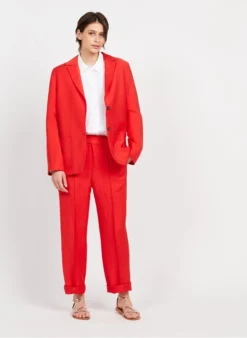 VANDA - Blazer Van Gemengd Linnen | Rood -Kleding Winkel 3922040
