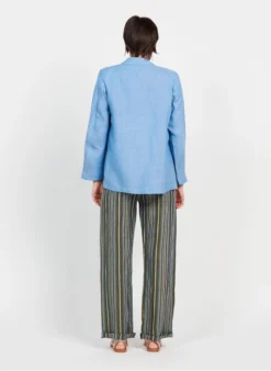 VAYO - Linnen Jasje Met Reverskraag | Blauw -Kleding Winkel 3922050