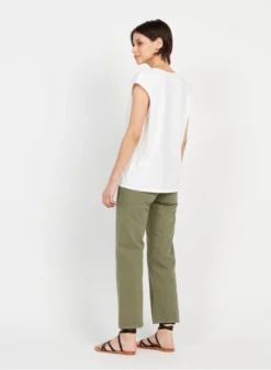 MAS2020-04 - Mouwloze, Katoenen Top Met V-hals | Wit -Kleding Winkel 3922095