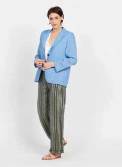 VAYO - Linnen Jasje Met Reverskraag | Blauw -Kleding Winkel 3922921