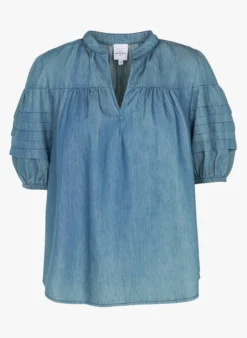 Petite Mendigote Katoenen Top Met Tuniekhals | Blauw -Kleding Winkel 3923142