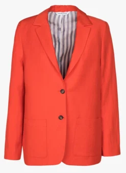 VANDA - Blazer Van Gemengd Linnen | Rood -Kleding Winkel 3923172