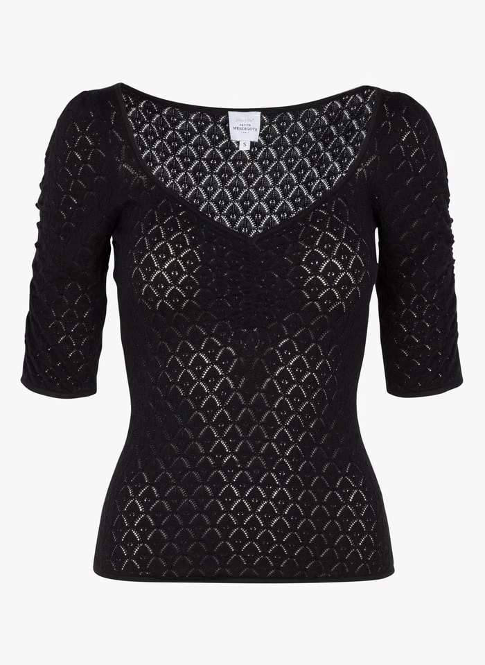 Petite Mendigote ELIO - Top Van Tricot Met V-hals | Zwart 3 Petite Mendigote ELIO - Top Van Tricot Met V-hals | Zwart - Afbeelding 3