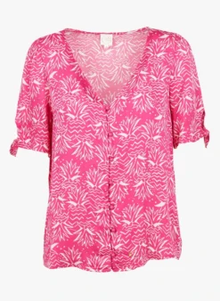 DES PETITS HAUTS TOUNINA - Soepelvallende Top Met V-hals | Roze 8 DES PETITS HAUTS TOUNINA - Soepelvallende Top Met V-hals | Roze -Kleding Winkel 3925800