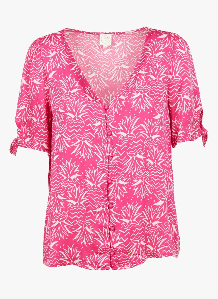 DES PETITS HAUTS TOUNINA - Soepelvallende Top Met V-hals | Roze 3 DES PETITS HAUTS TOUNINA - Soepelvallende Top Met V-hals | Roze - Afbeelding 3