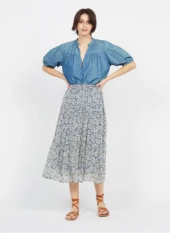 Petite Mendigote Katoenen Top Met Tuniekhals | Blauw -Kleding Winkel 3926126