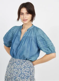 Petite Mendigote Katoenen Top Met Tuniekhals | Blauw -Kleding Winkel 3926130