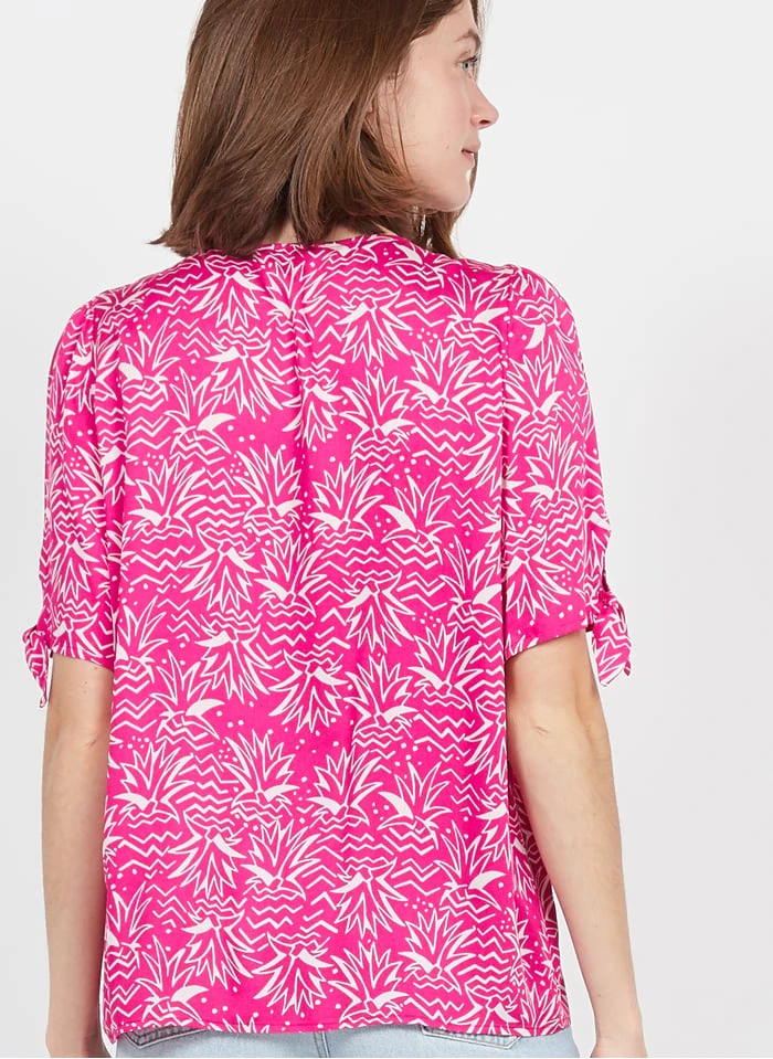 DES PETITS HAUTS TOUNINA - Soepelvallende Top Met V-hals | Roze 2 DES PETITS HAUTS TOUNINA - Soepelvallende Top Met V-hals | Roze - Afbeelding 2