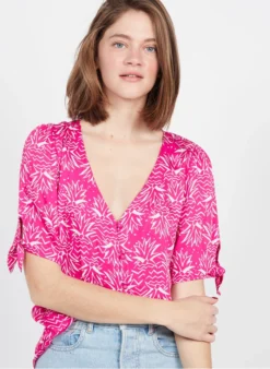 DES PETITS HAUTS TOUNINA - Soepelvallende Top Met V-hals | Roze