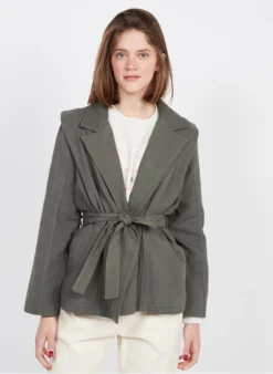 ONE STEP Katoenen Jasje In Kimonostijl | Groen 10 ONE STEP Katoenen Jasje In Kimonostijl | Groen -Kleding Winkel 3928750