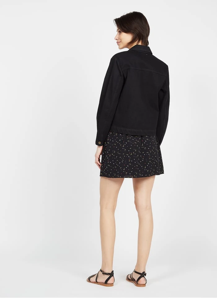 Katoenen Spijkerjasje | Zwart 7 Katoenen Spijkerjasje | Zwart - Afbeelding 7