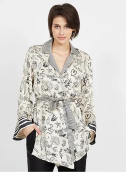 ISABELLA - Kimono Met Print | Wit -Kleding Winkel 3946971