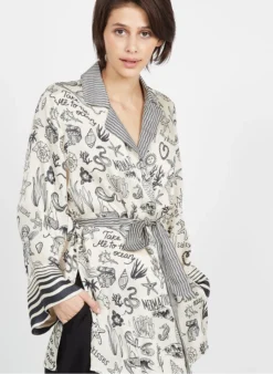 ISABELLA - Kimono Met Print | Wit -Kleding Winkel 3946972