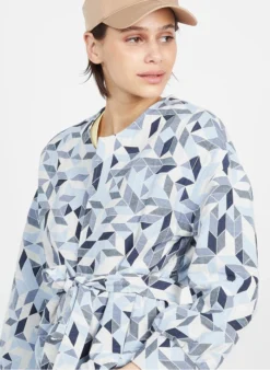 Jasje Van Ingeweven Katoen Met Ceintuur | Blauw