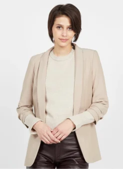 Pieces Effen Blazer Met Aangerimpelde Mouwen | Beige -Kleding Winkel 3947119