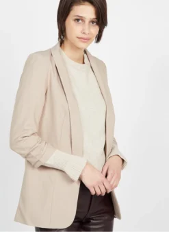Pieces Effen Blazer Met Aangerimpelde Mouwen | Beige