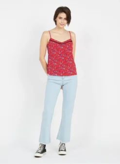 Topje Met Bloemenprint | Rood -Kleding Winkel 3947144