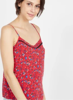 Topje Met Bloemenprint | Rood -Kleding Winkel 3947147