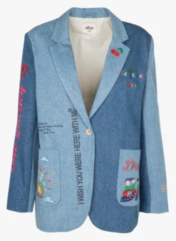 FREYA - Ruimvallende Blazer Met Borduursel Linnenblend | Jeans Verschoten -Kleding Winkel 3947939