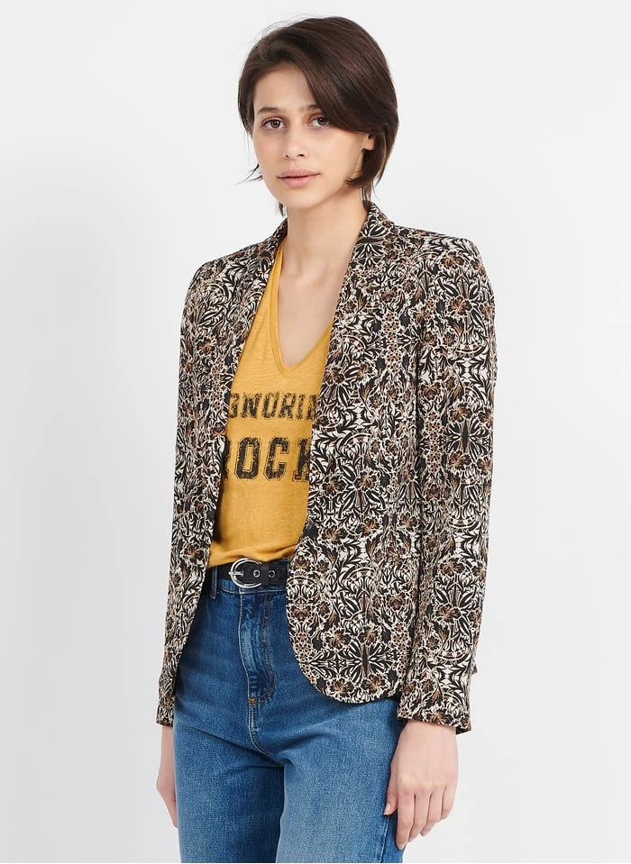 Ikks Getailleerde Blazer Met Print | Bruin 1 Ikks Getailleerde Blazer Met Print | Bruin
