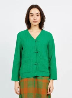 Katoenen Jasje Met Textuur | Groen