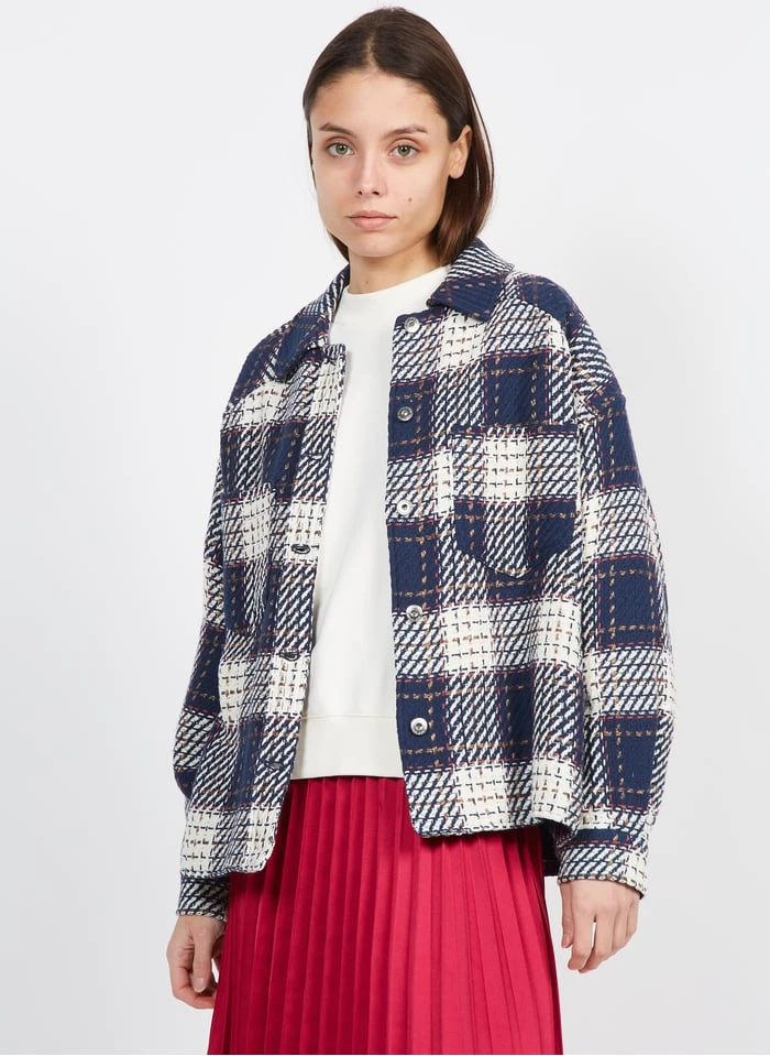 Scotch And Soda Geruit Jasje Met Klassieke Kraag Katoenblend | Zwart 1 Scotch And Soda Geruit Jasje Met Klassieke Kraag Katoenblend | Zwart