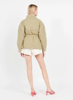 Suncoo ENZO - Jasje Van Katoenmix Met Opstaande Kraag | Kaki -Kleding Winkel 3980702