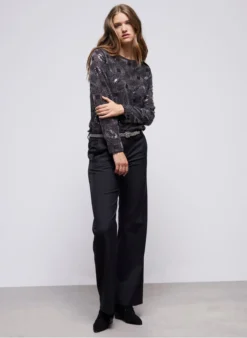 THE KOOPLES Top Met Stras En Ronde Hals | Zwart -Kleding Winkel 3983866