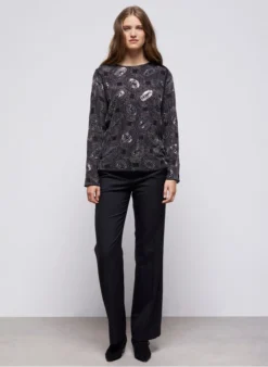 THE KOOPLES Top Met Stras En Ronde Hals | Zwart -Kleding Winkel 3983867