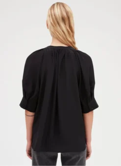 CLAUDIE PIERLOT BIANCASOIE - Zijden Blouse Met Ronde Hals | Zwart -Kleding Winkel 3985068
