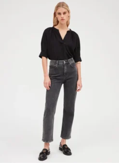 CLAUDIE PIERLOT BIANCASOIE - Zijden Blouse Met Ronde Hals | Zwart -Kleding Winkel 3985069