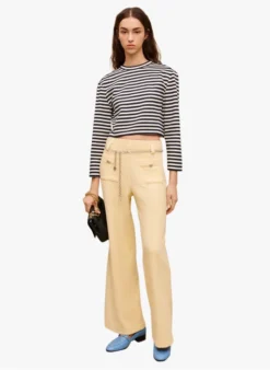 Maje TIMARIN - Top Met Ronde Hals En Matrozenstrepen | Wit -Kleding Winkel 3991019