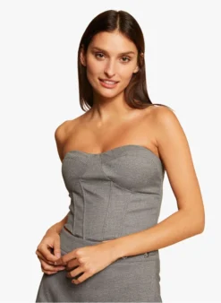 MORGAN OELY - Strapless Croptop | Grijs