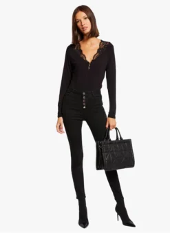 MORGAN TADAME - Top Met V-hals En Kant | Zwart -Kleding Winkel 4003559