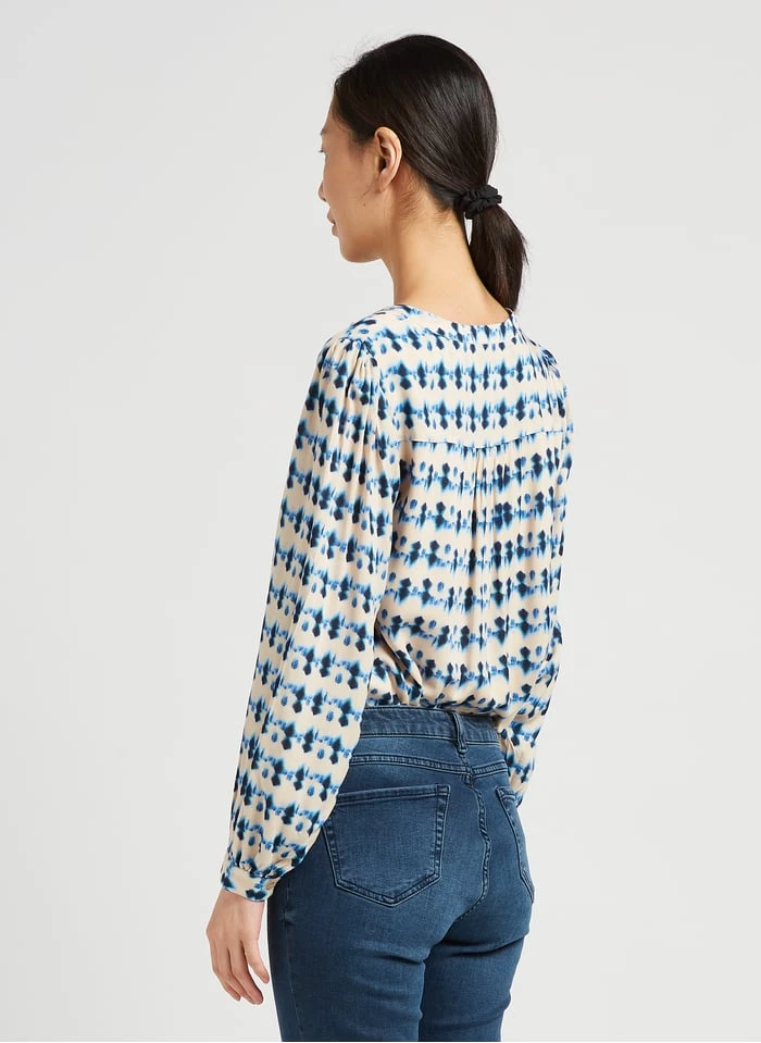 MAISON 123 ELSA - Soepelvallende Blouse Met Gekleurde Print | Wit 2 MAISON 123 ELSA - Soepelvallende Blouse Met Gekleurde Print | Wit - Afbeelding 2