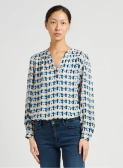 MAISON 123 ELSA - Soepelvallende Blouse Met Gekleurde Print | Wit