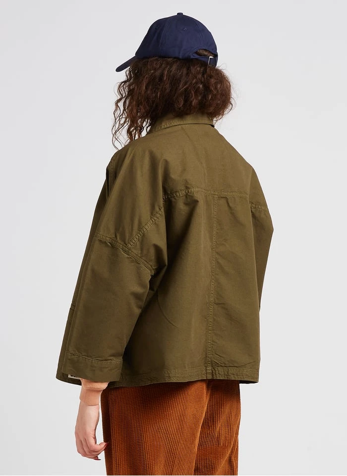 Oversized, Katoenen Jasje | Kaki 2 Oversized, Katoenen Jasje | Kaki - Afbeelding 2